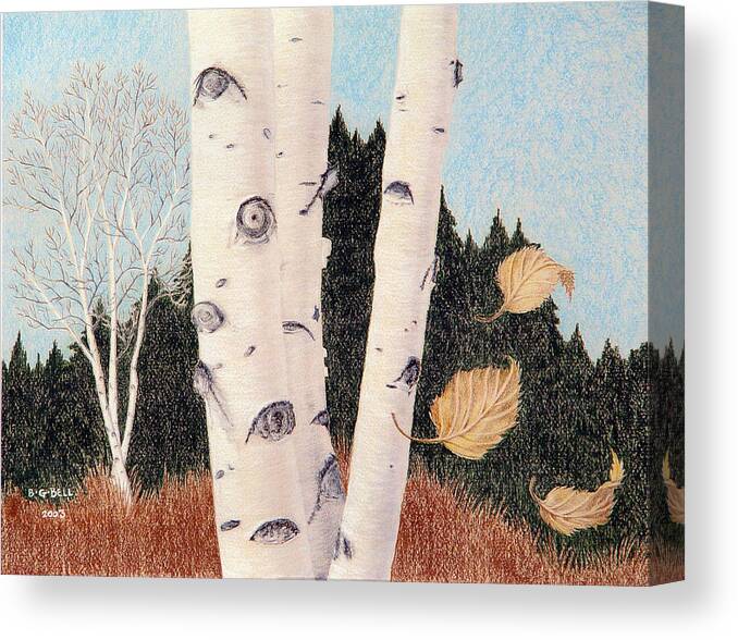Birch Canvas Print featuring the painting Birches by Betsy Gray Bell