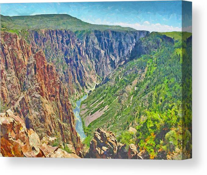 Black Canyon Of The Gunnison National Park Canvas Print featuring the digital art Black Canyon of the Gunnison National Park by Digital Photographic Arts