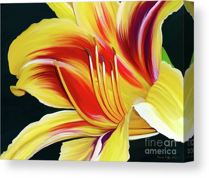 Daylily Painting Canvas Print featuring the painting Black-Eyed Susan Daylily I by Patricia Griffin Brett