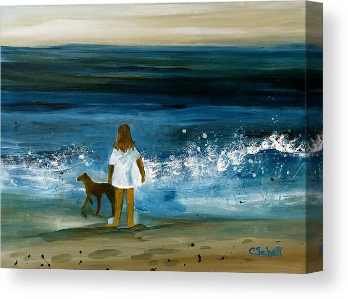 Ocean Canvas Print featuring the painting Blissful Sea by Christina Schott