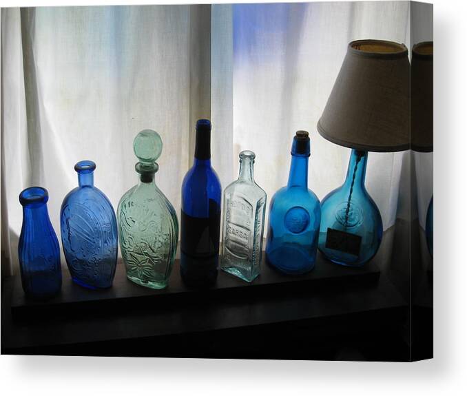 Bottles Canvas Print featuring the photograph Blue by John Scates