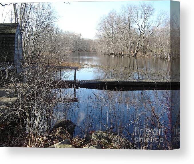 Concord Massachusetts Canvas Print featuring the photograph Blue Mornings on the Concord River by Leslie M Browning