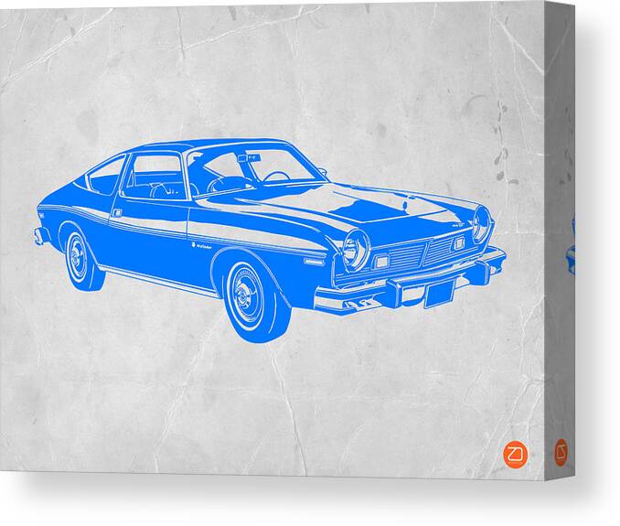Muscle Car Canvas Print featuring the digital art Blue Muscle Car by Naxart Studio