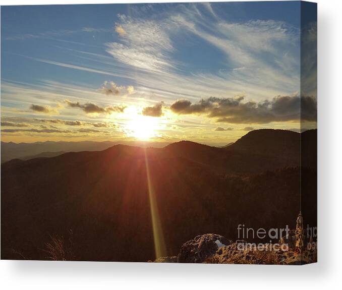 Blue Ridge Parkway Canvas Print featuring the photograph Blue Ridge Winter Sunset by Curtis Sikes