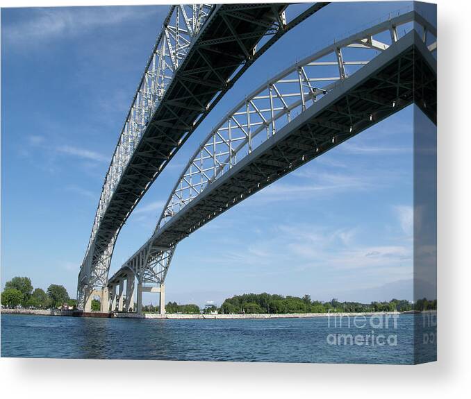 Bridge Canvas Print featuring the photograph Blue Water Bridge by Ann Horn
