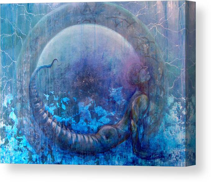 Dreamscape Canvas Print featuring the painting Blue Stargate by Ashley Kujan