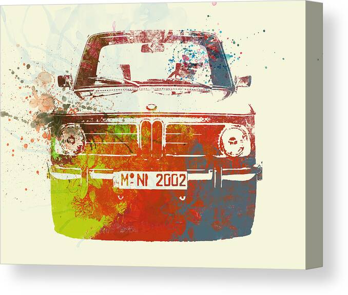 Bmw 2002 Canvas Print featuring the painting BMW 2002 Front Watercolor 2 by Naxart Studio