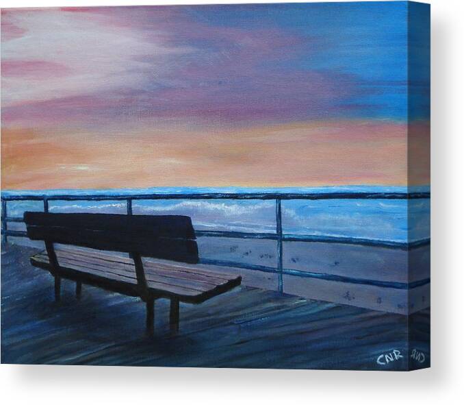 Boardwalk Canvas Print featuring the painting Boardwalk at Sunrise by Rita Tortorelli