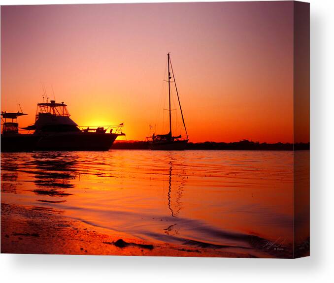 Sunset Canvas Print featuring the photograph Boats Sunset by Michael Blaine