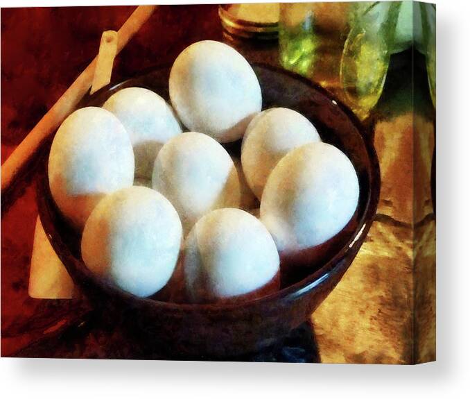Eggs Canvas Print featuring the photograph Bowl of Eggs by Susan Savad