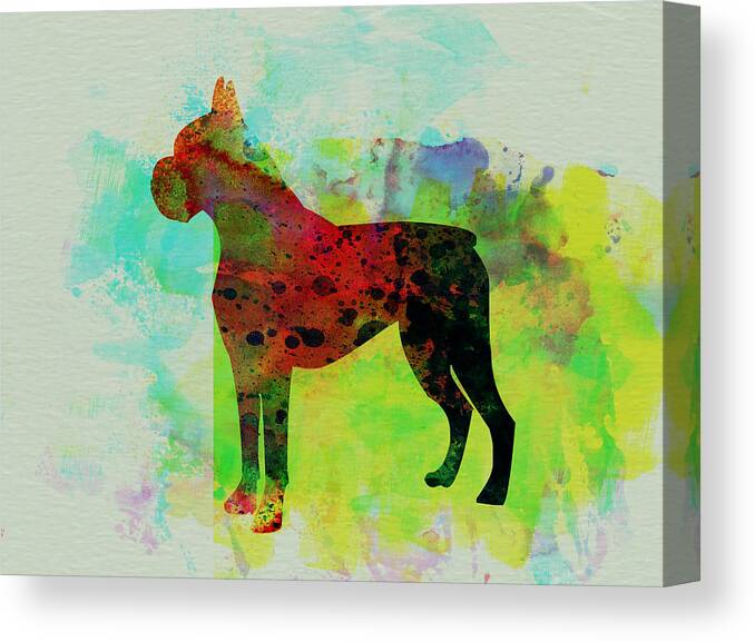 Boxer Canvas Print featuring the painting Boxer Watercolor by Naxart Studio