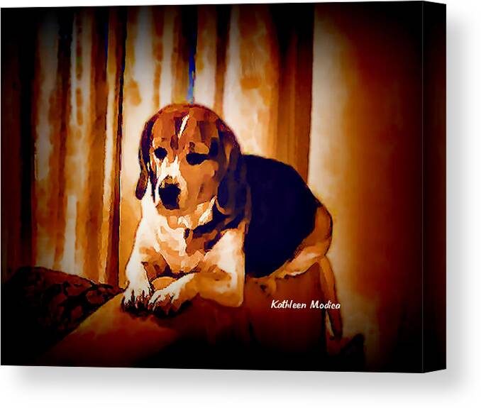 Beagle Art Paintings Canvas Print featuring the photograph Bravo in Brown Satin by Kathleen Modica