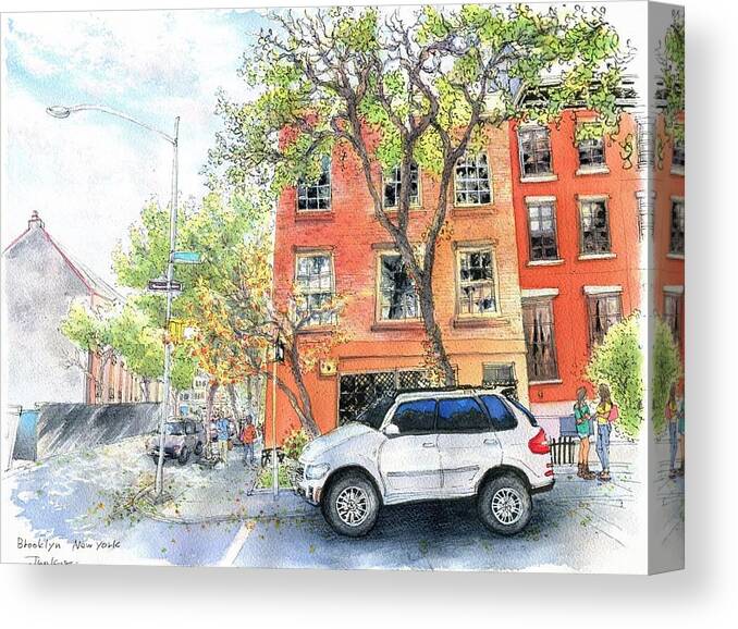  Canvas Print featuring the photograph Brooklyn NewYork by Junko Nishimura