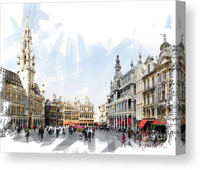 Grote Markt Canvas Print featuring the photograph Brussels Grote Markt by Tom Cameron