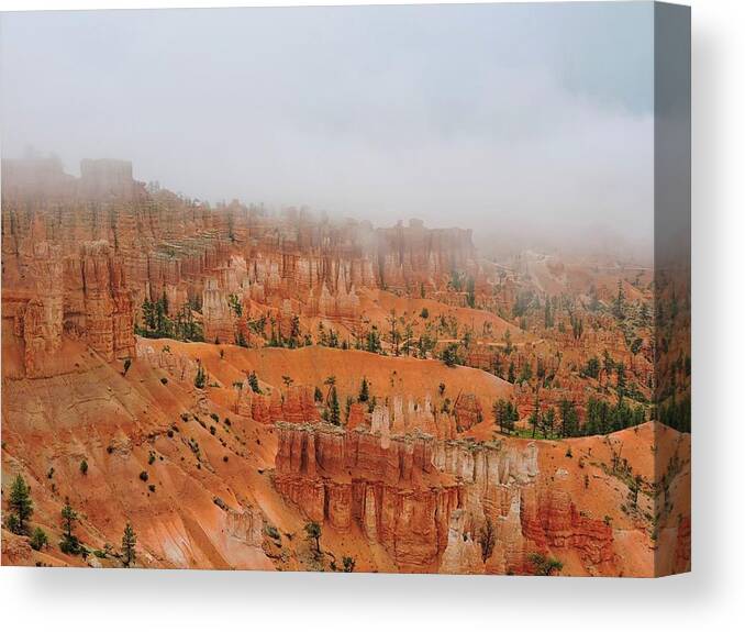 Bryce Canyon Canvas Print featuring the photograph Bryce Canyon Fog by Connor Beekman