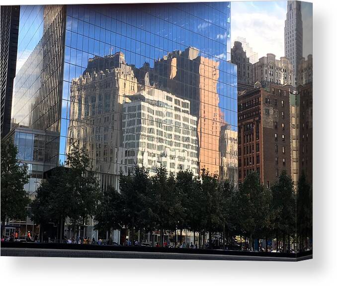 Ny Reflections Canvas Print featuring the photograph Building Reflections by Val Oconnor