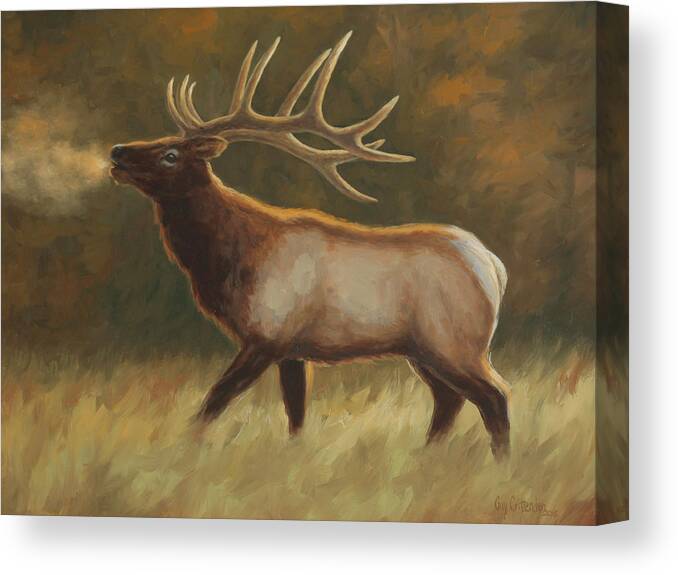  Canvas Print featuring the painting Bull Elk by Guy Crittenden