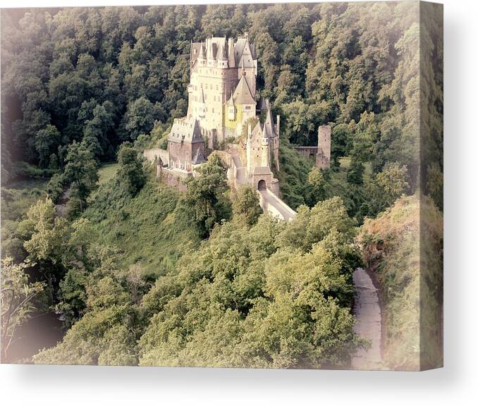 Germany Canvas Print featuring the digital art Burg Eltz - Watercolor by Joseph Hendrix