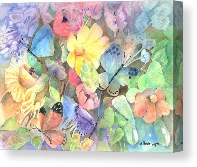 Flower Canvas Print featuring the painting Butterfly Garden by Arline Wagner