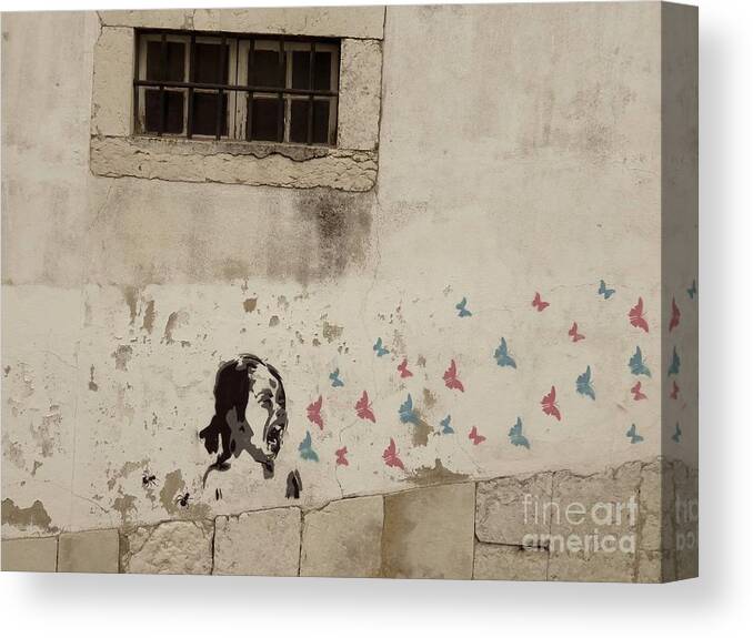 Portugal Canvas Print featuring the photograph Butterfly Words by Diana Rajala