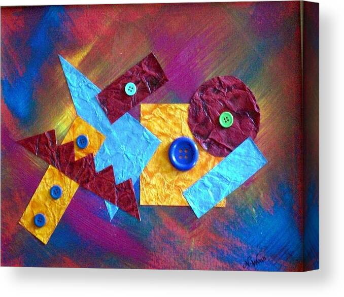 Abstract Canvas Print featuring the painting Button Up by Nancy Sisco
