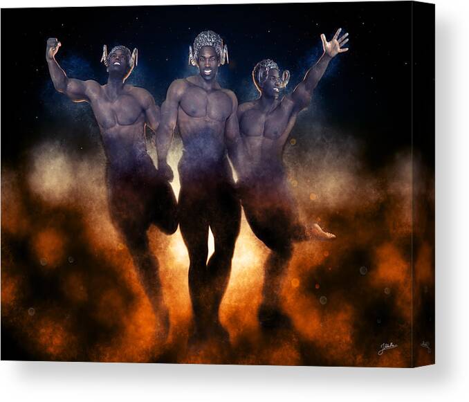 Devils Canvas Print featuring the digital art Cabaret damned - Ballet Fauns by Joaquin Abella