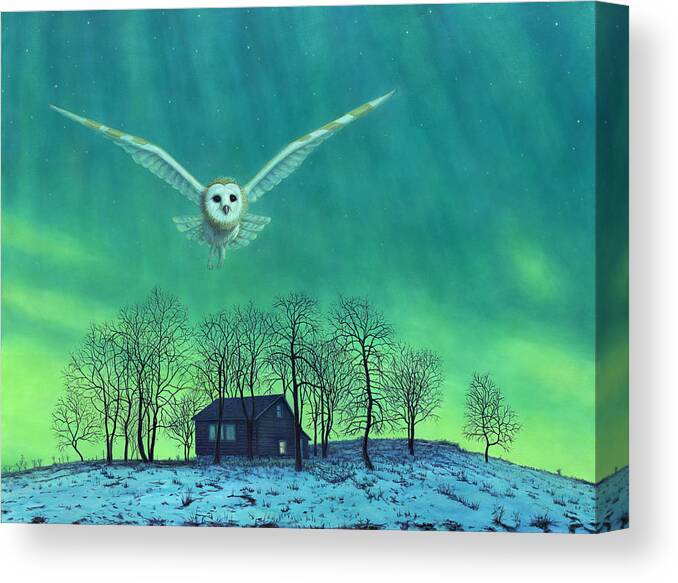 Aurora Borealis Canvas Print featuring the painting Cabin Comfort by James W Johnson