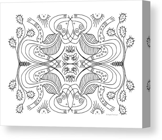 Line Art Canvas Print featuring the drawing Cactus Liz by Angela Treat Lyon