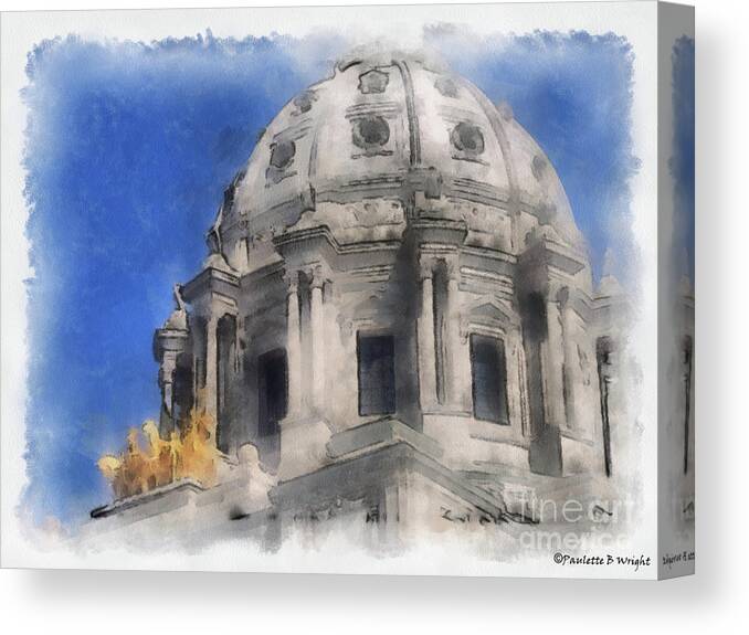 Digital Canvas Print featuring the photograph Capitol Dome St Paul Minnesota by Paulette B Wright