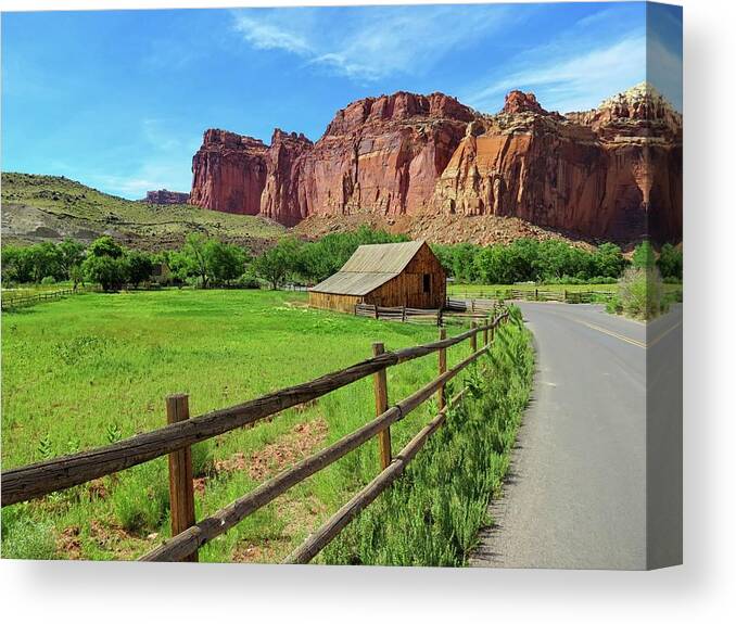 Capitol Reef Canvas Print featuring the photograph Capitol Reef Barn by Connor Beekman