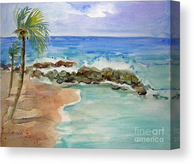 Seascape Canvas Print featuring the painting Caribbean Blue by Mafalda Cento