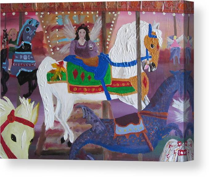 Carousel Horses Canvas Print featuring the painting Carousel by Susan Voidets
