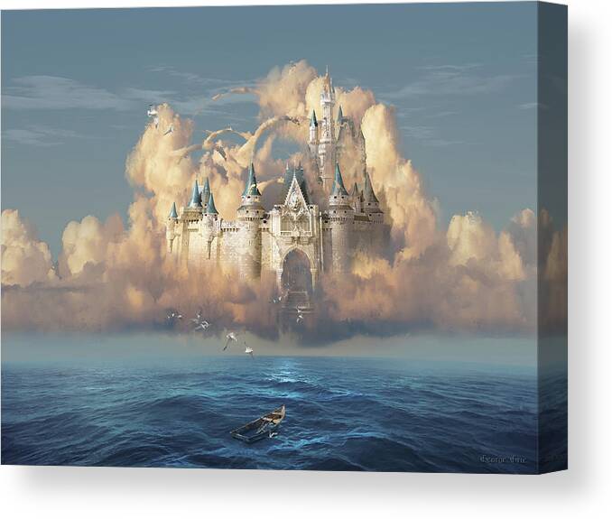 Dream Canvas Print featuring the digital art Castle in the Sky by George Grie