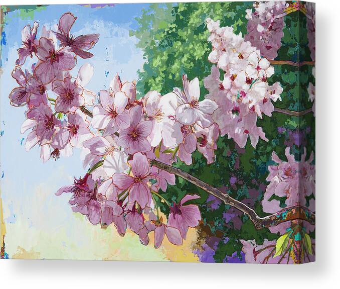 Cherry Blossoms Canvas Print featuring the painting Cherry Blossoms #2 by David Palmer