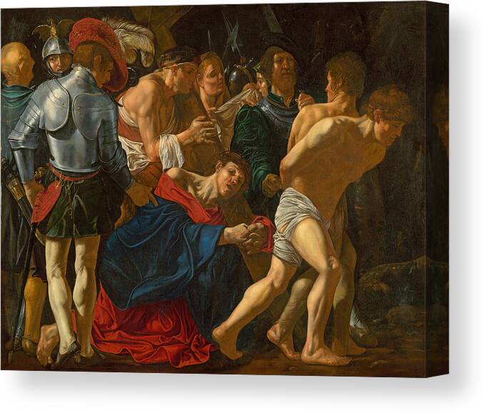 Cecco Del Caravaggio Canvas Print featuring the painting Christ carrying the Cross by Cecco del Caravaggio