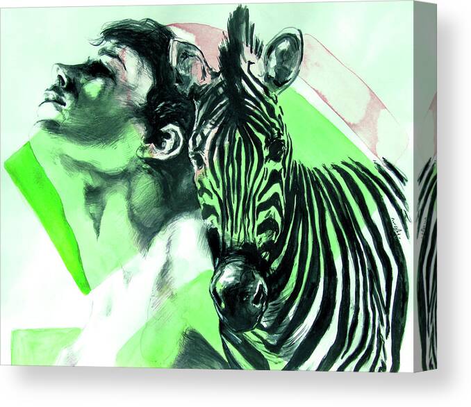 Zebra Stripes Canvas Print featuring the painting Chronickles of Zebra Boy  by Rene Capone