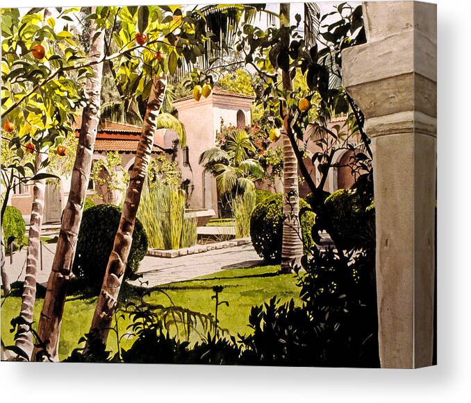 Gardens Canvas Print featuring the painting Citrus Courtyard by David Lloyd Glover