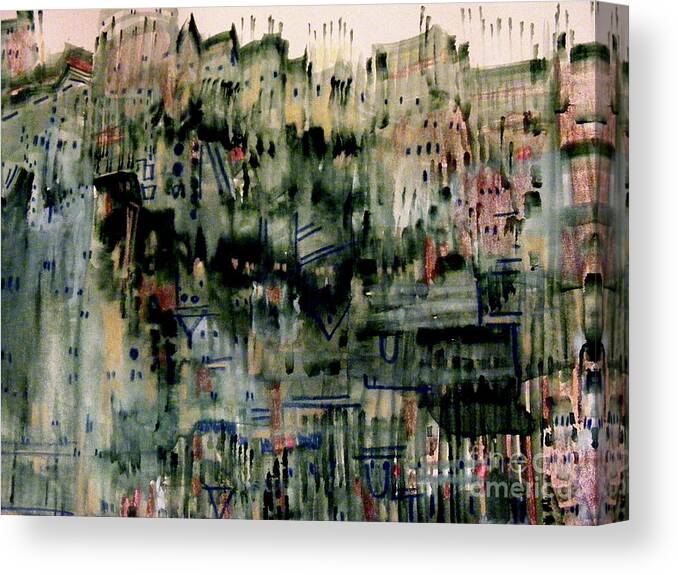 Watercolor Abstract City Painting Canvas Print featuring the painting City on a Hill by Nancy Kane Chapman