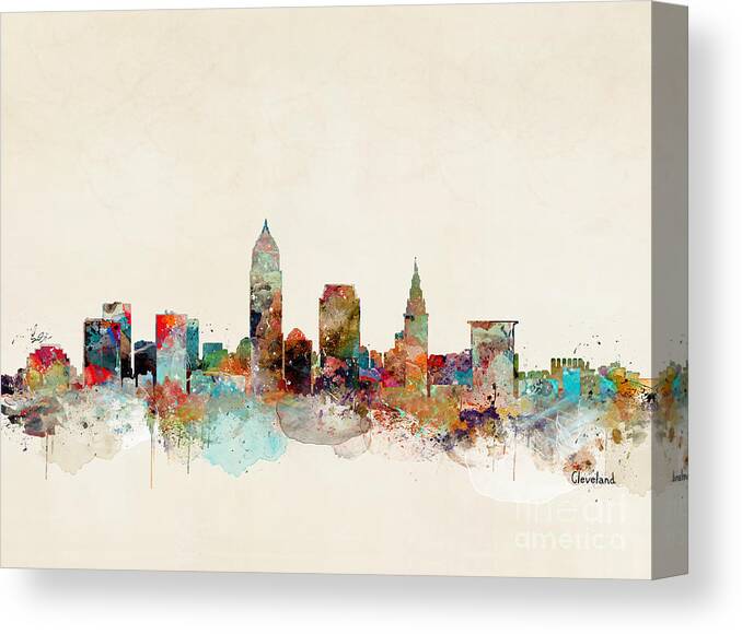 Cleveland Canvas Print featuring the painting Cleveland Ohio by Bri Buckley