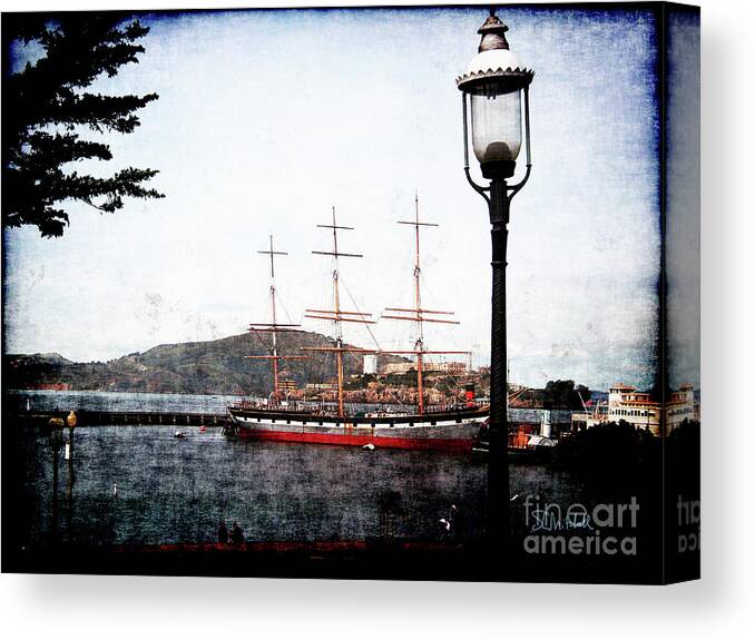 Ghirardelli Square Canvas Print featuring the mixed media Clipper Ship by Stephen Mitchell