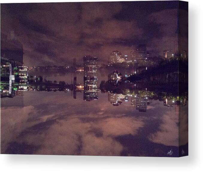 Newark New Jersey Canvas Print featuring the photograph Clouds in the Passaic - Newark NJ by Leon deVose