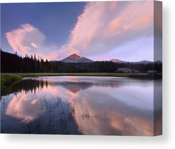 00176822 Canvas Print featuring the photograph Clouds Reflected In Sparks Lake Oregon by Tim Fitzharris