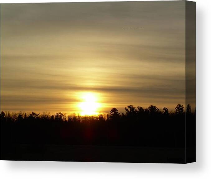 Clouds Canvas Print featuring the photograph Cloudy Golden Sky at Dawn by Kent Lorentzen