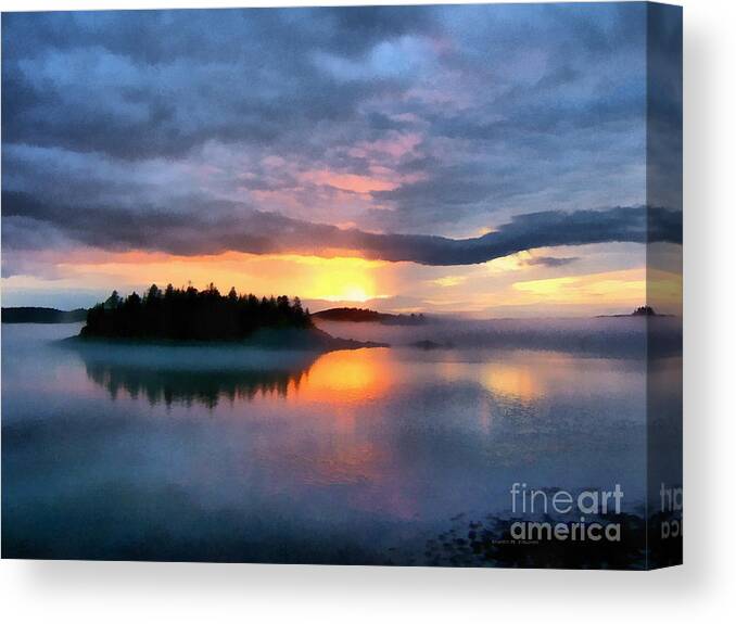 Maine Canvas Print featuring the painting Coastal Maine Sunset by Edward Fielding