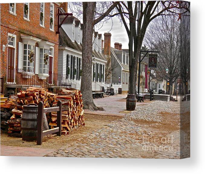Colonial Williamsburg Canvas Print featuring the photograph Colonial Street Scene by Eugene Desaulniers