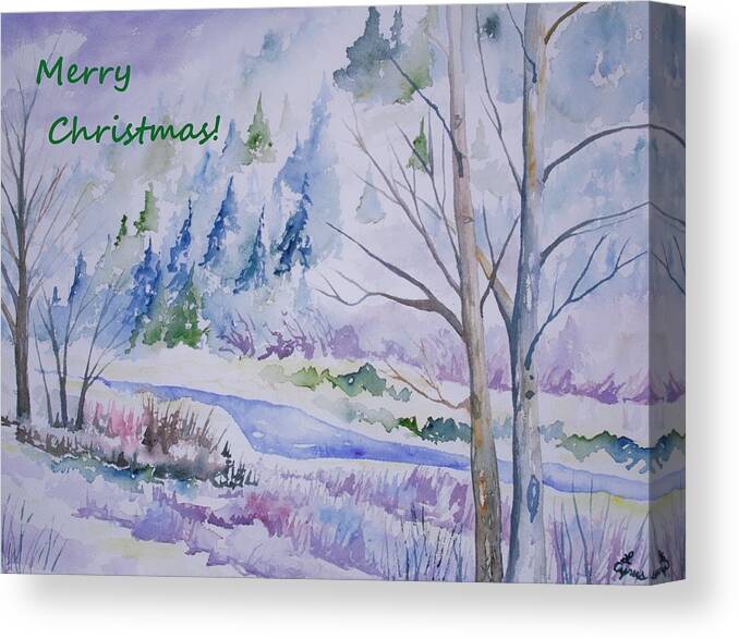 Merry Christmas Canvas Print featuring the painting Colorado Clear Creek Christmas by Cascade Colors