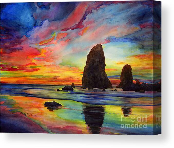 Sunset Canvas Print featuring the painting Colorful Solitude by Hailey E Herrera