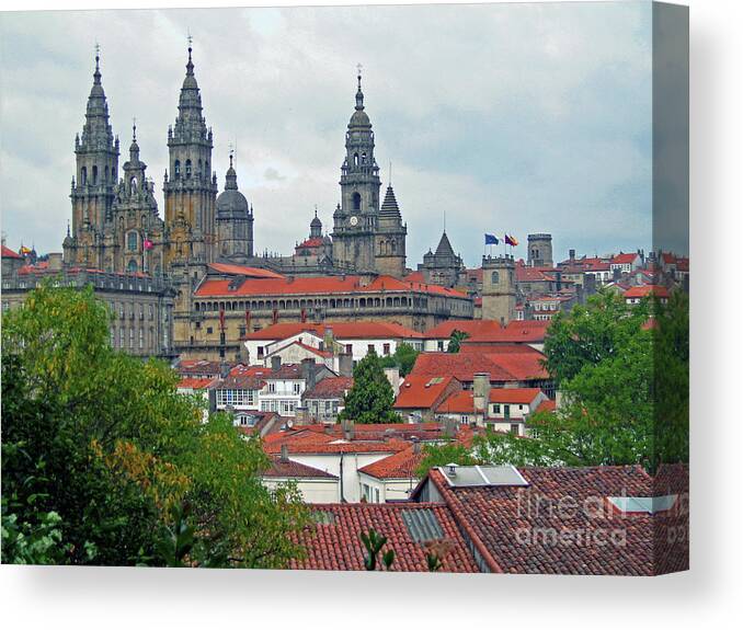 Santiago Canvas Print featuring the photograph Compostela Roofs by Nieves Nitta
