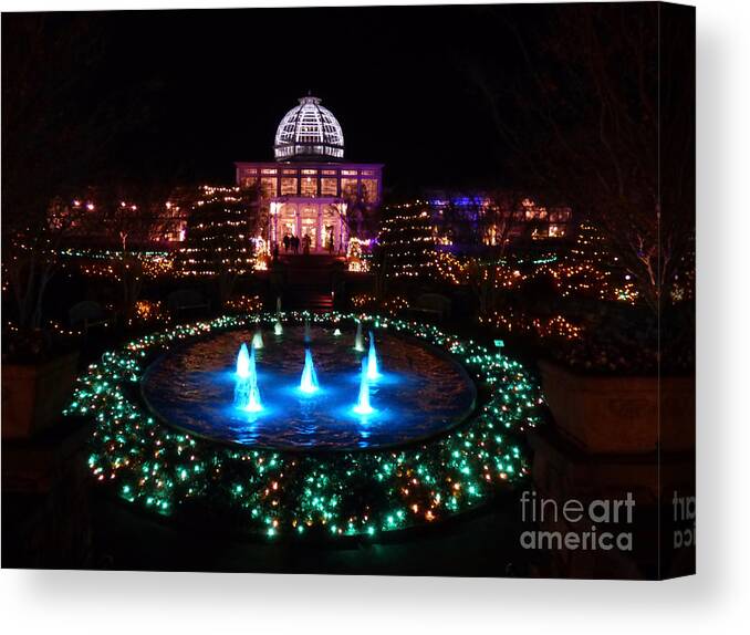 Conservatory Canvas Print featuring the photograph Conservatory During Garenfest of Lights 2017 by Jean Wright