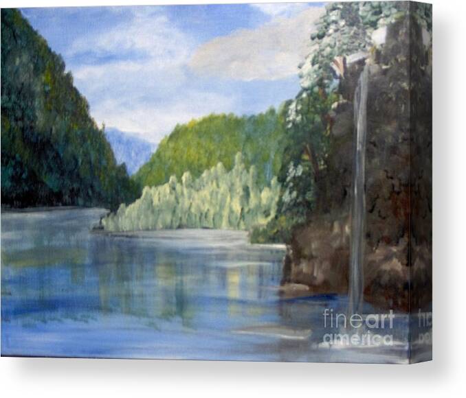 Landscape Canvas Print featuring the painting Cool Water by Saundra Johnson